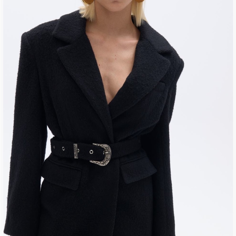 Nocturne Stylish Black Belted Blazer-Coat size SMALL